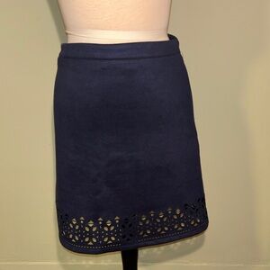 Mi Ami Navy Pencil Skirt with Laser-Cut Hem size small